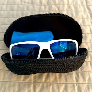 White Mens Costa Polarized Blue Lense Sunglasses
